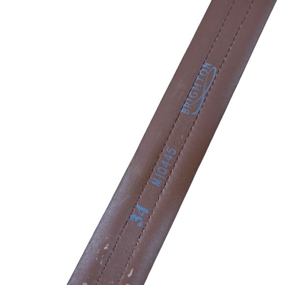 Brighton Belt Women's L Large 34 Brown Leather Croc Silver VTG Western - Picture 6 of 10